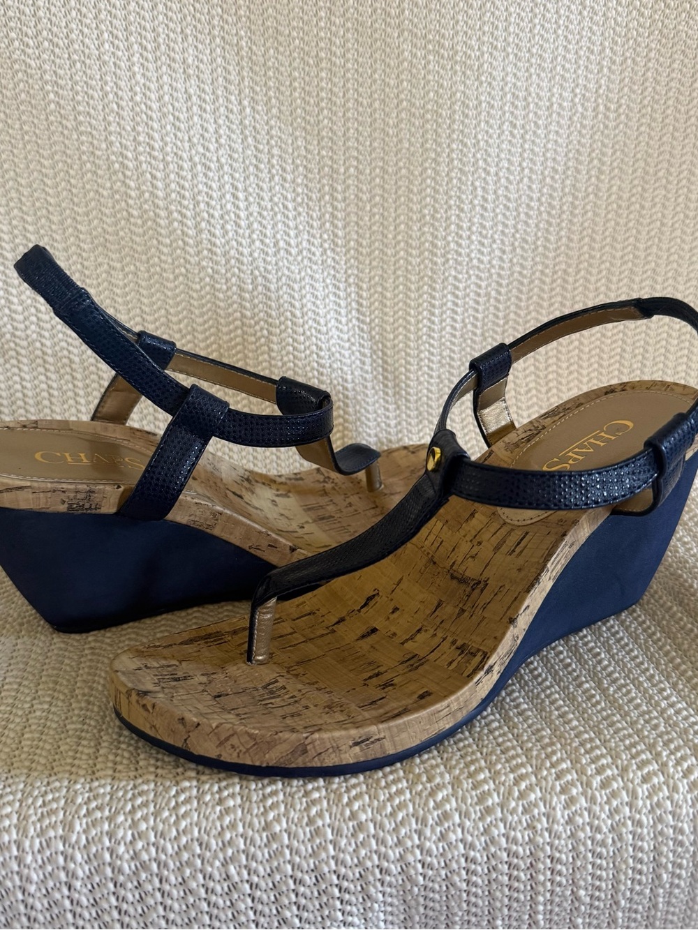 Chaps Women’s Estimated Size 5 Navy Cork Wedge Sandals